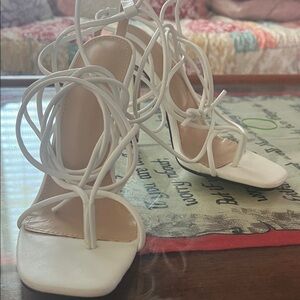 Elegant White Strappy Heels